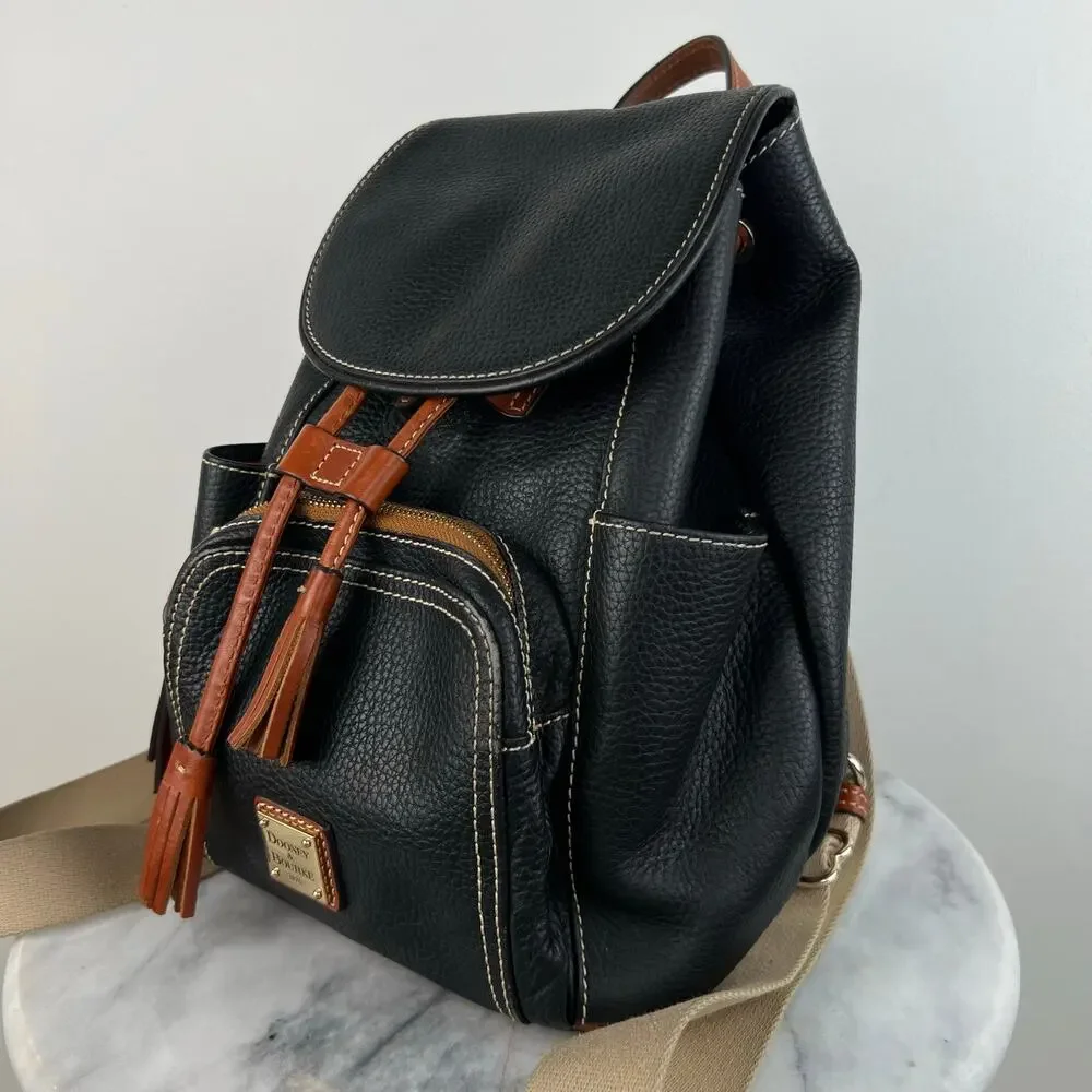 Dooney & Bourke Black Pebbled Leather Medium Murphy Backpack